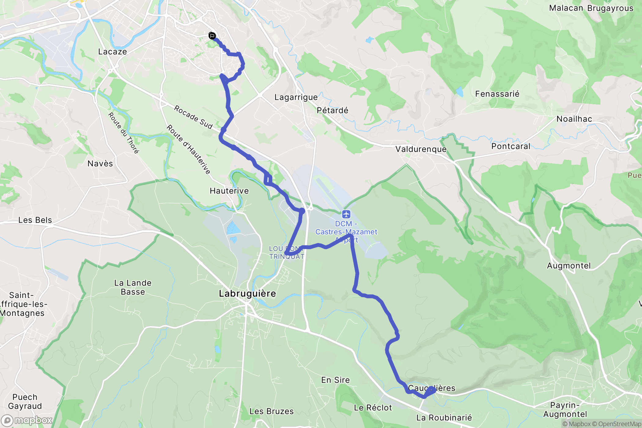 Castres : carte du parcours de randonnée - France