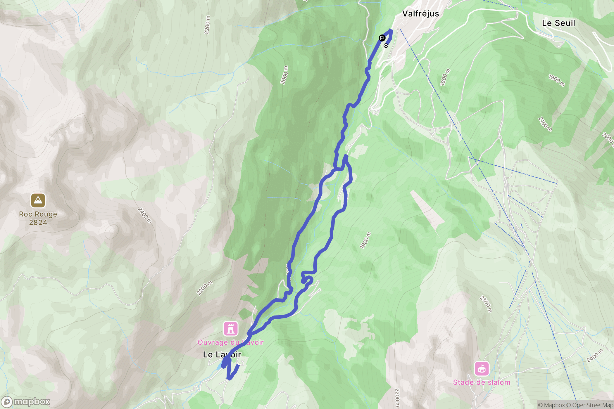 Modane : carte du parcours de randonnée - France
