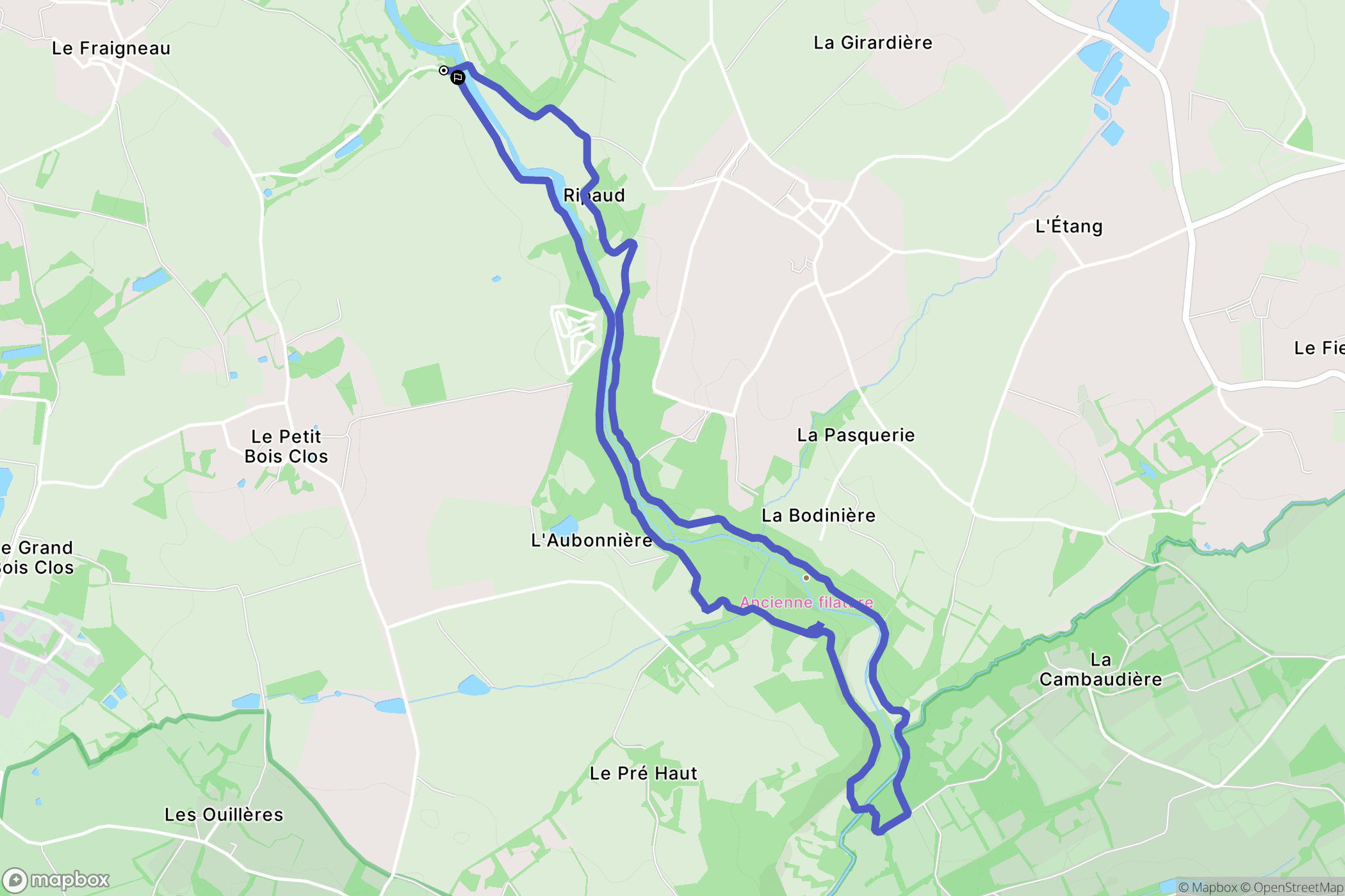 Rives-de-l'Yon : carte du parcours de randonnée - France