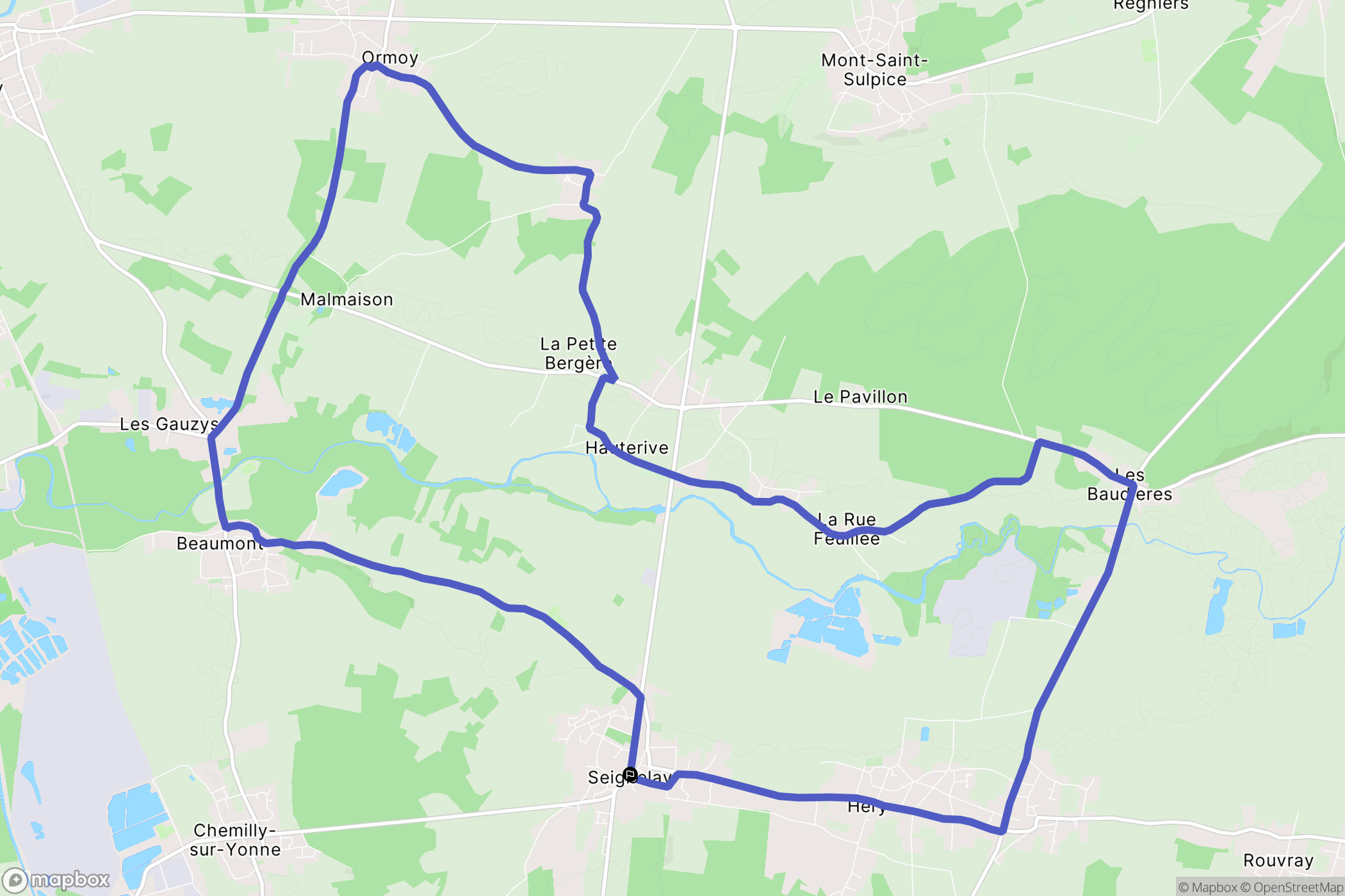 Seignelay : carte du parcours de randonnée - France
