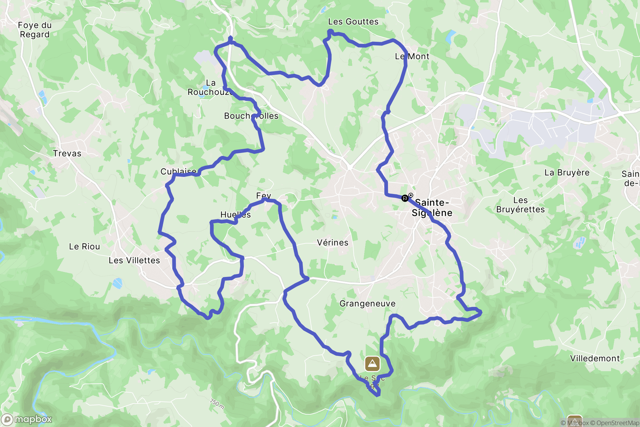 Sainte-Sigolène : carte du parcours de randonnée - France