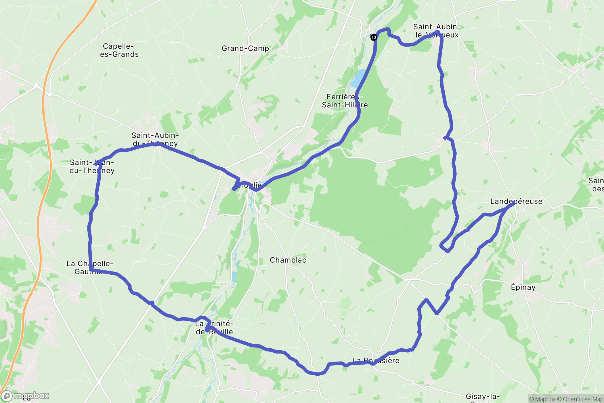 Treis-Sants-en-Ouche : carte du parcours de randonnée - France