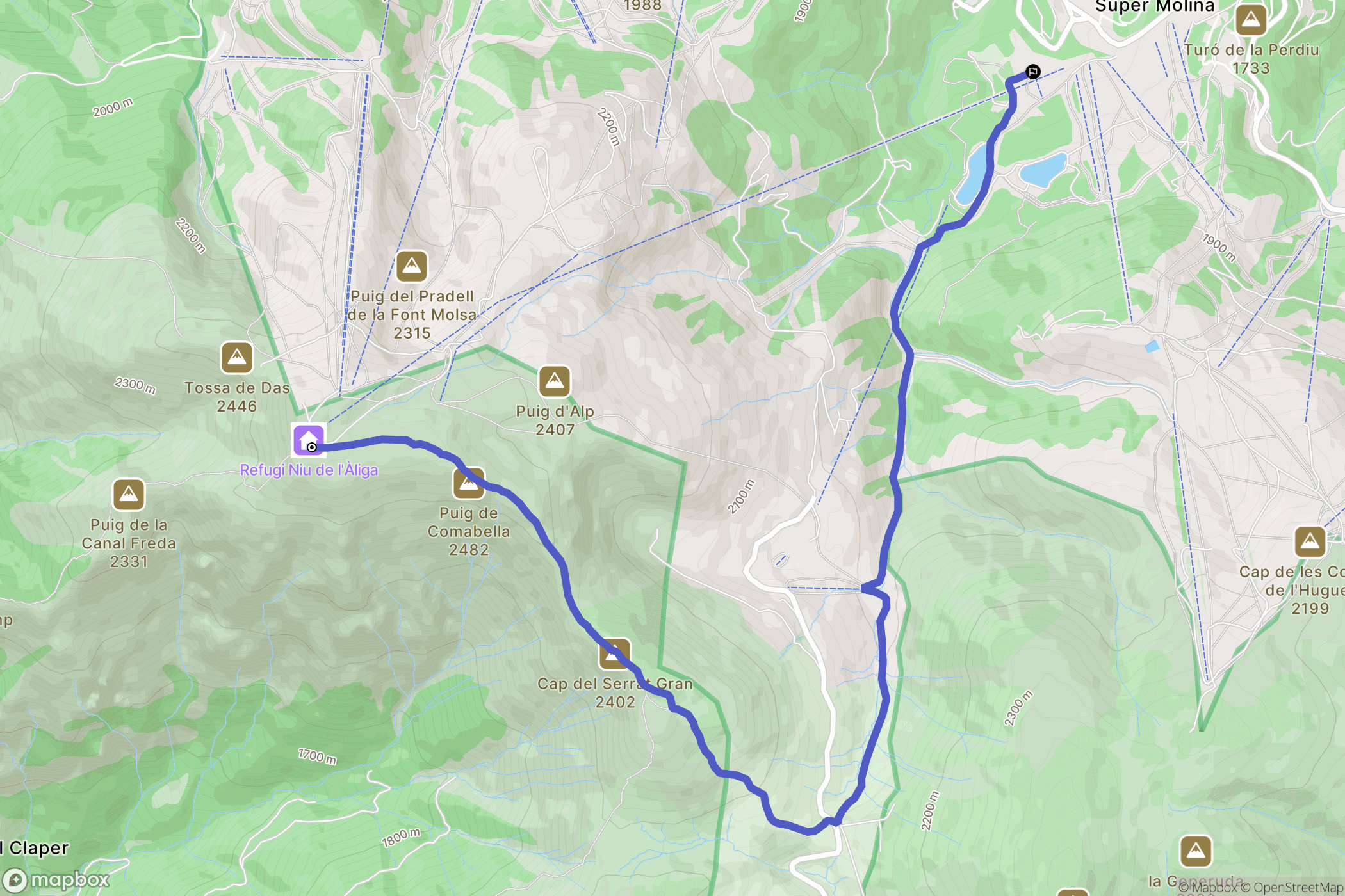Bagà : carte du parcours de randonnée - Spain