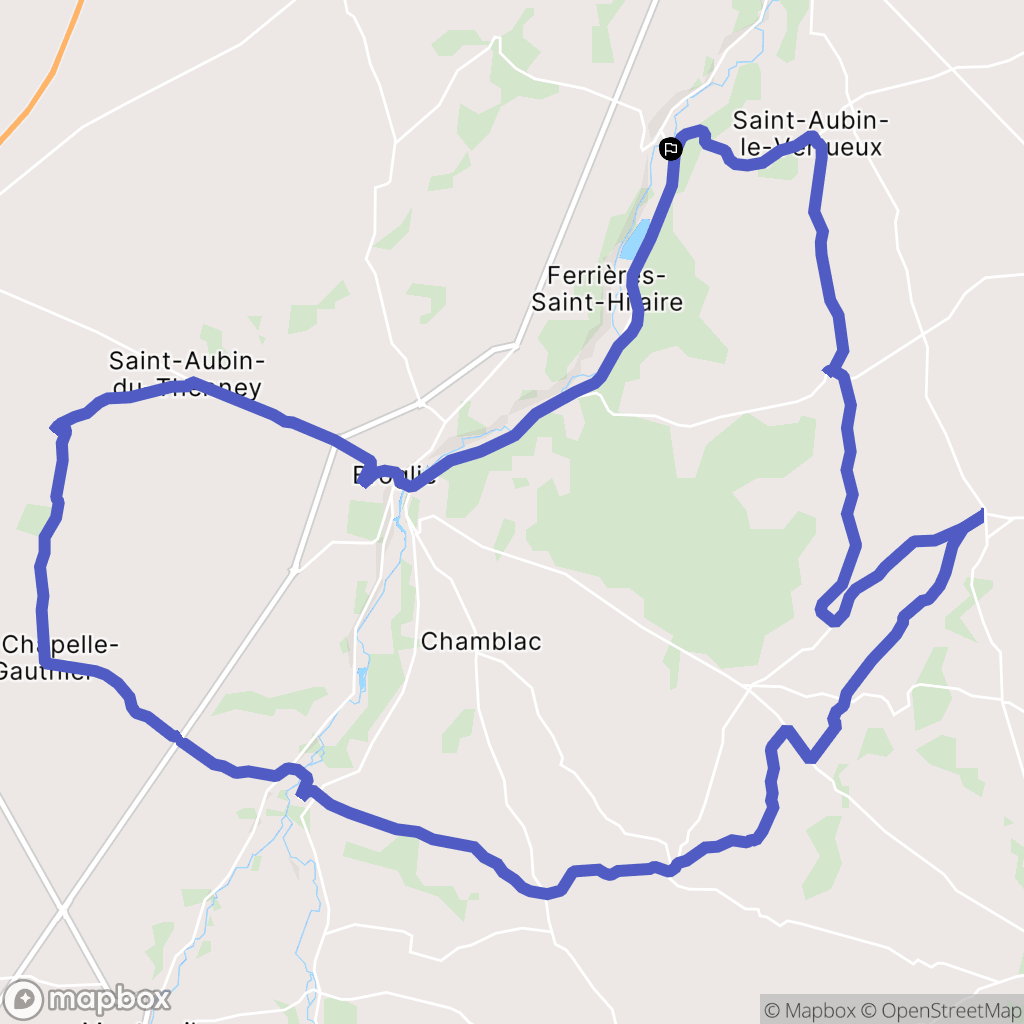 Treis-Sants-en-Ouche : carte du parcours de randonnée - France