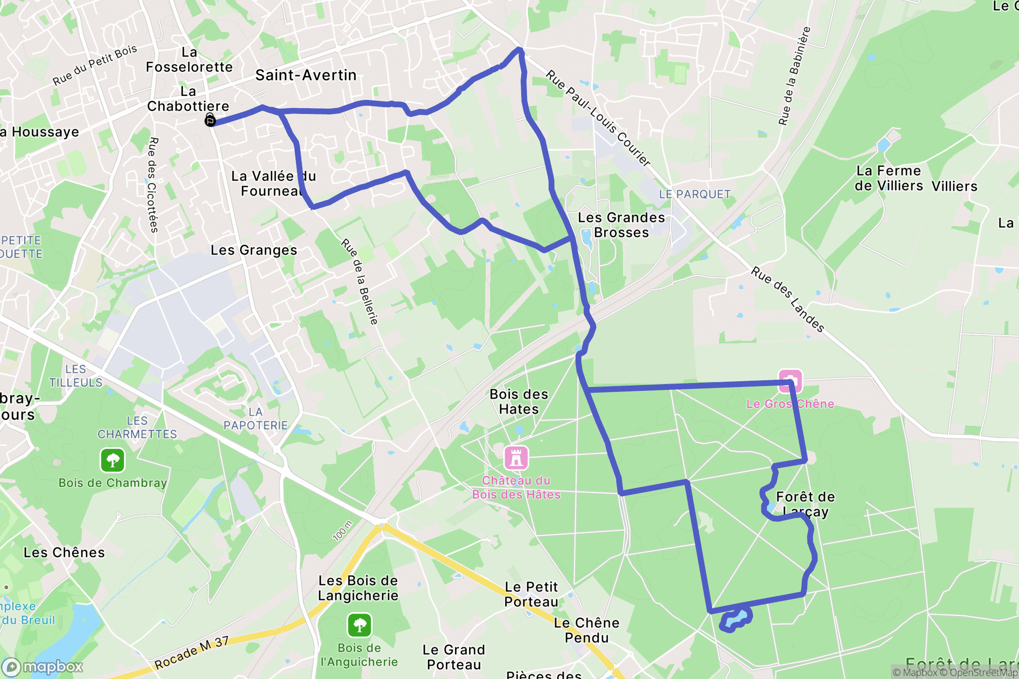 Saint-Avertin : carte du parcours de randonnée - France