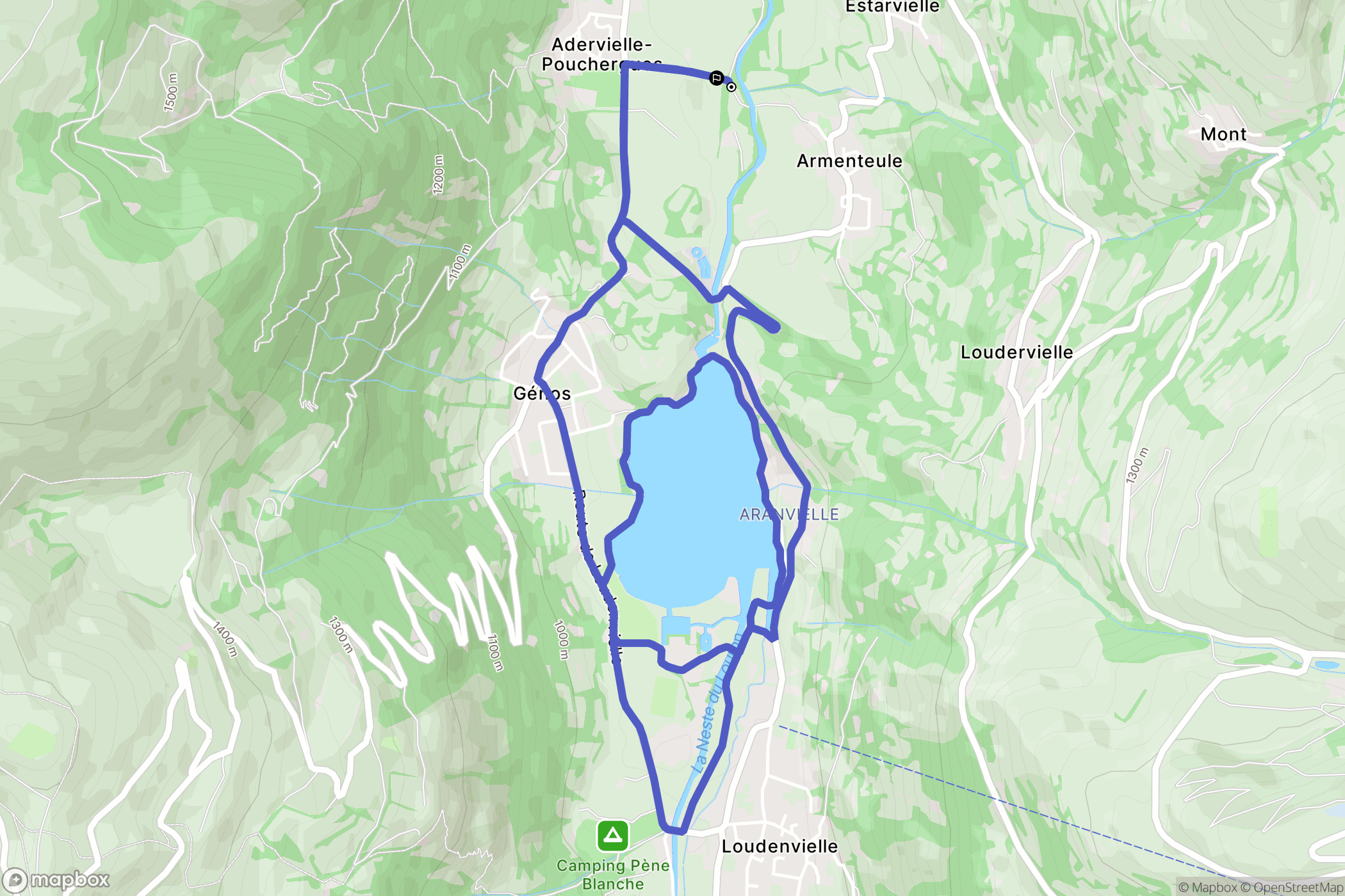 Adervielle-Pouchergues : carte du parcours de randonnée - France