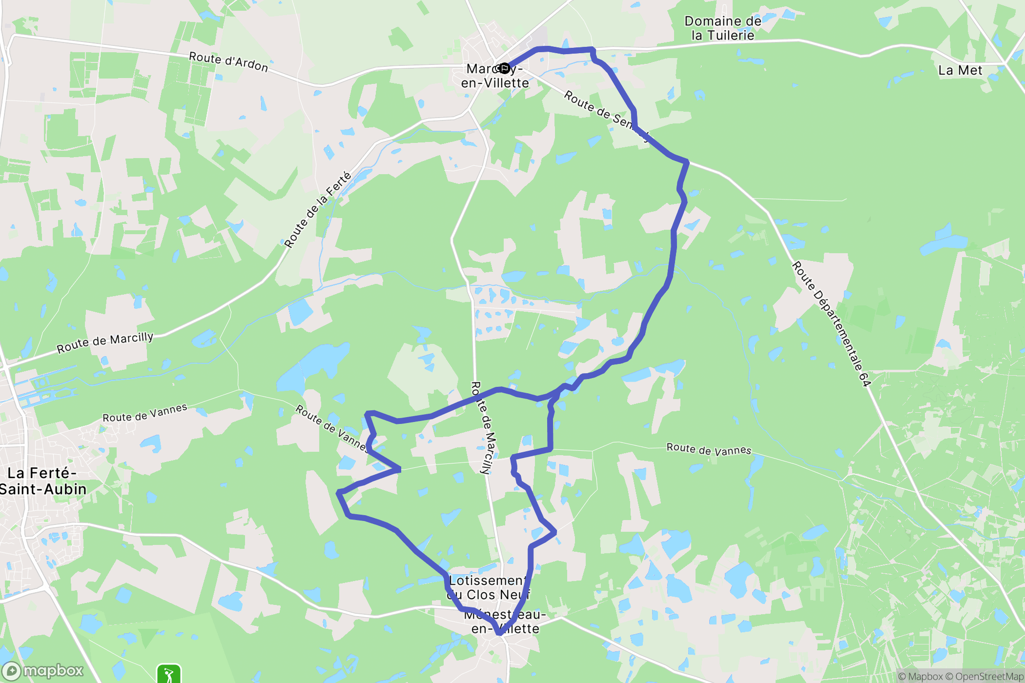Marcilly-en-Villette : carte du parcours de randonnée - France