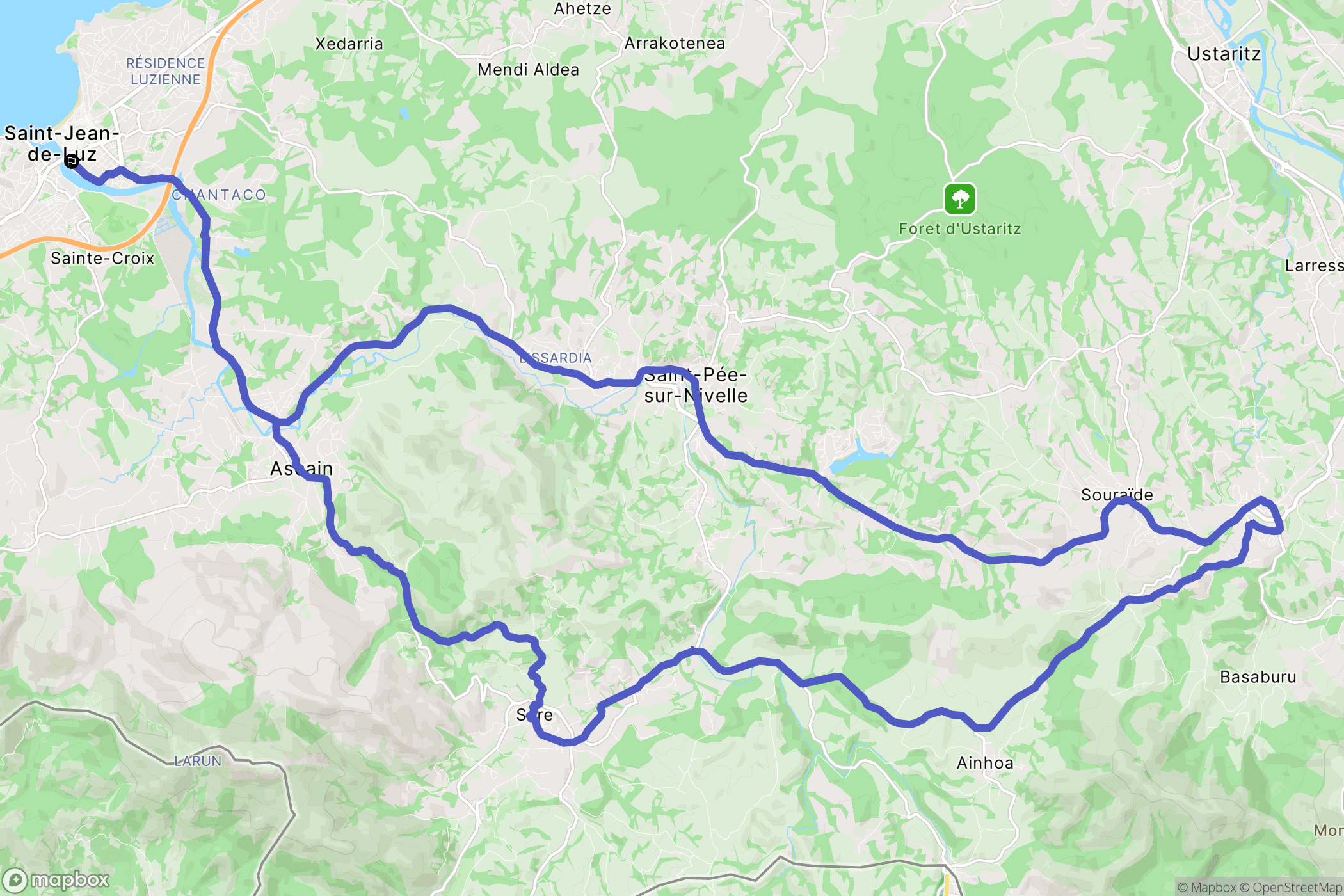 Saint-Jean-de-Luz : carte du parcours de randonnée - France