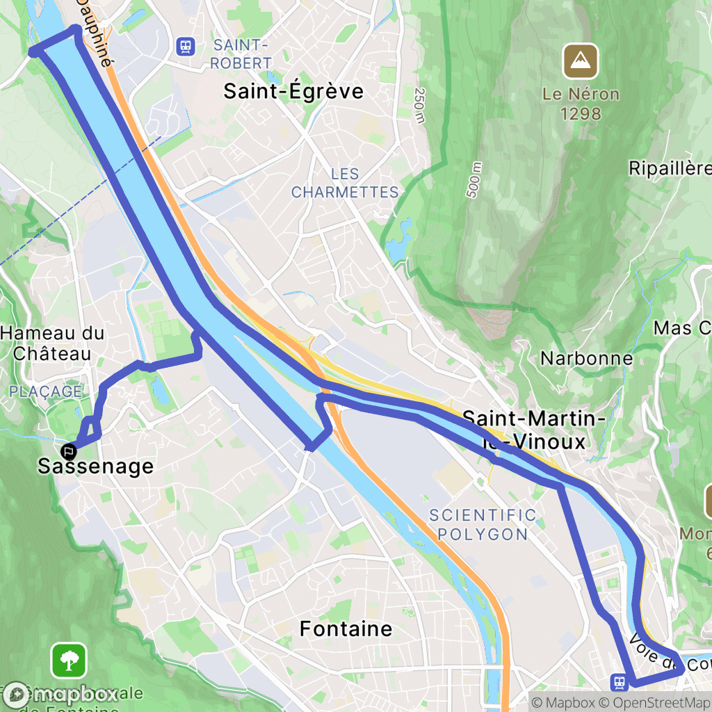 Sassenage : carte du parcours de randonnée - France