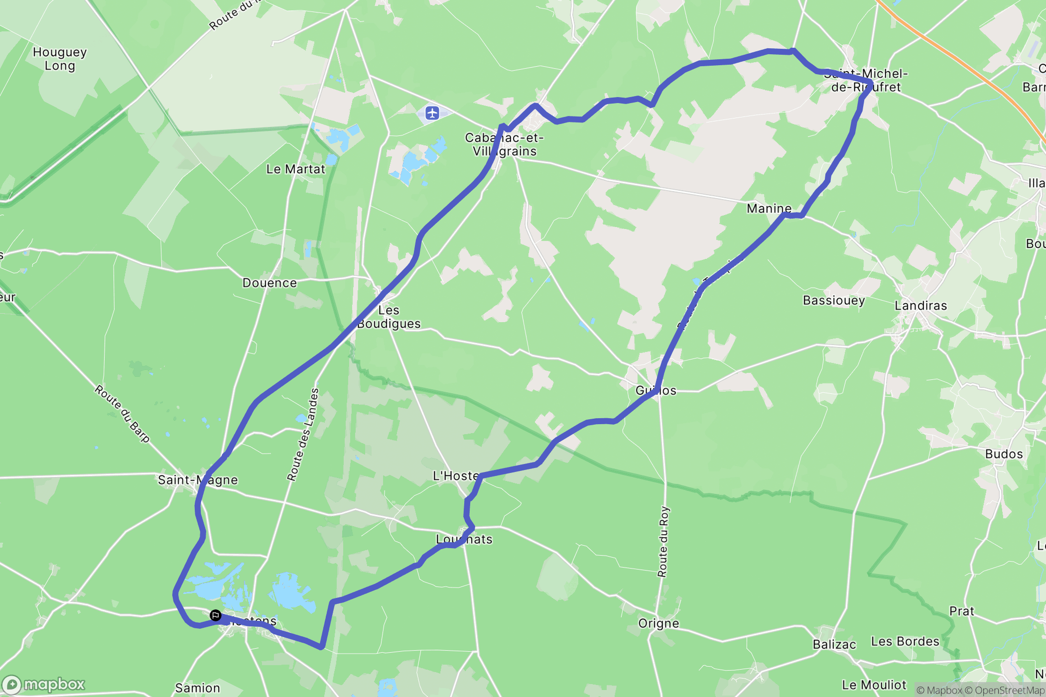 Hostens : carte du parcours de randonnée - France