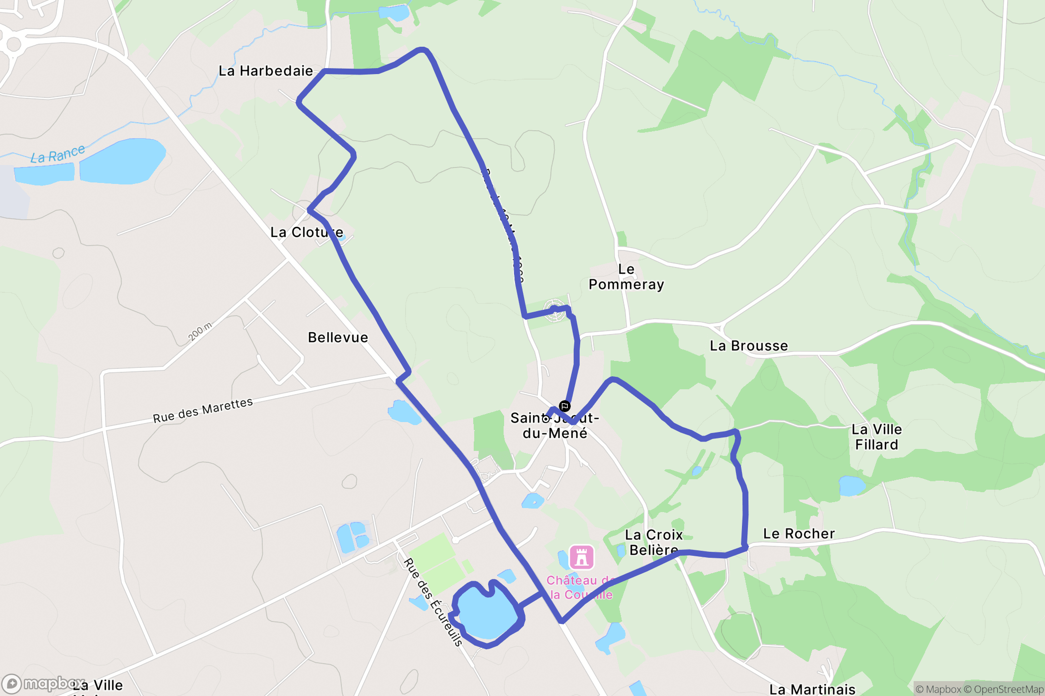 Le Mené : carte du parcours de randonnée - France