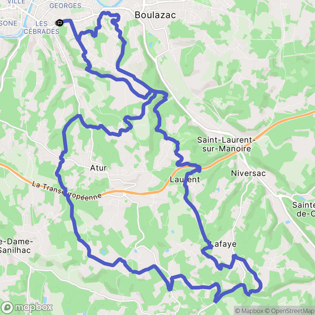 Périgueux : carte du parcours de randonnée - France