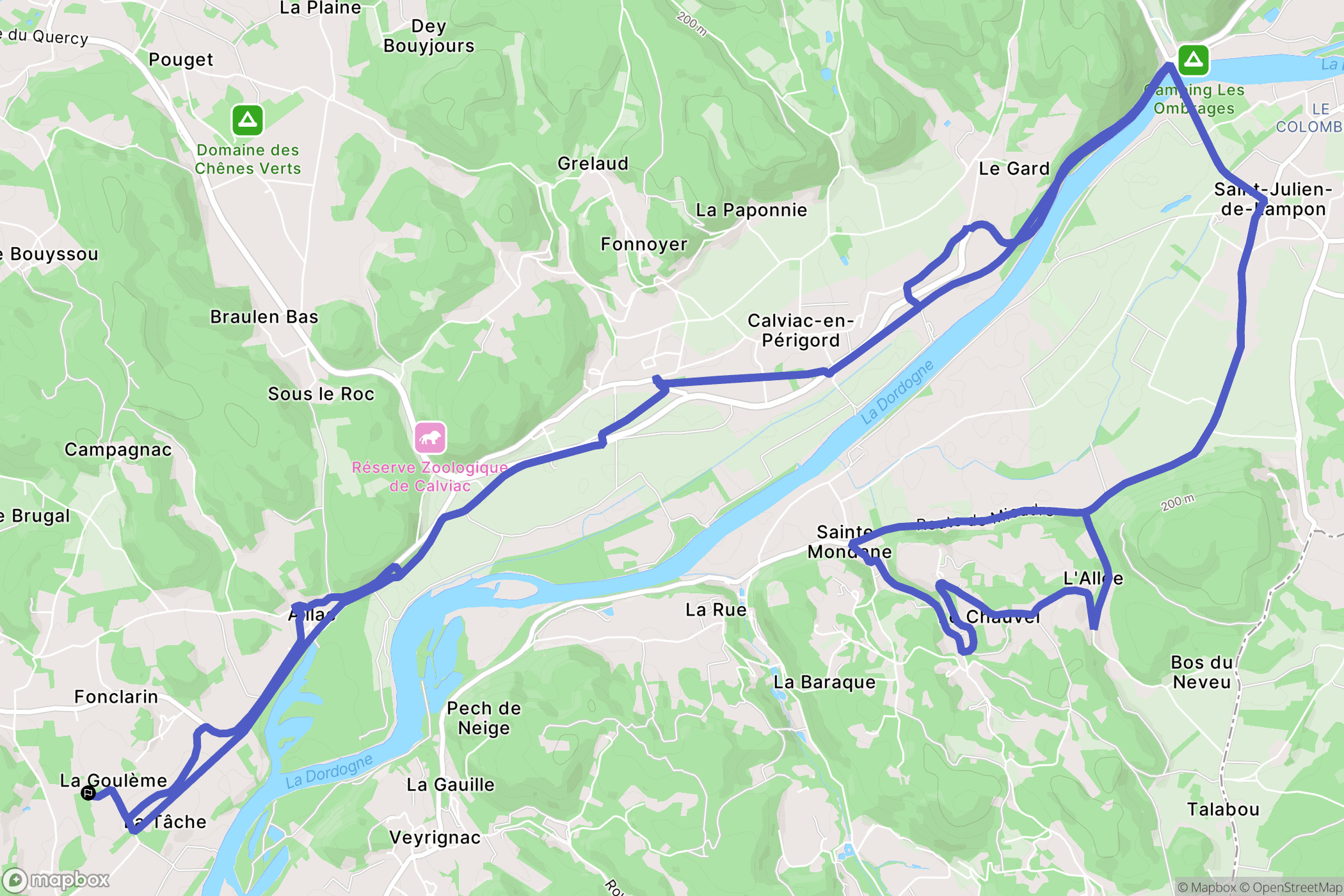 Carsac-Aillac : carte du parcours de randonnée - France