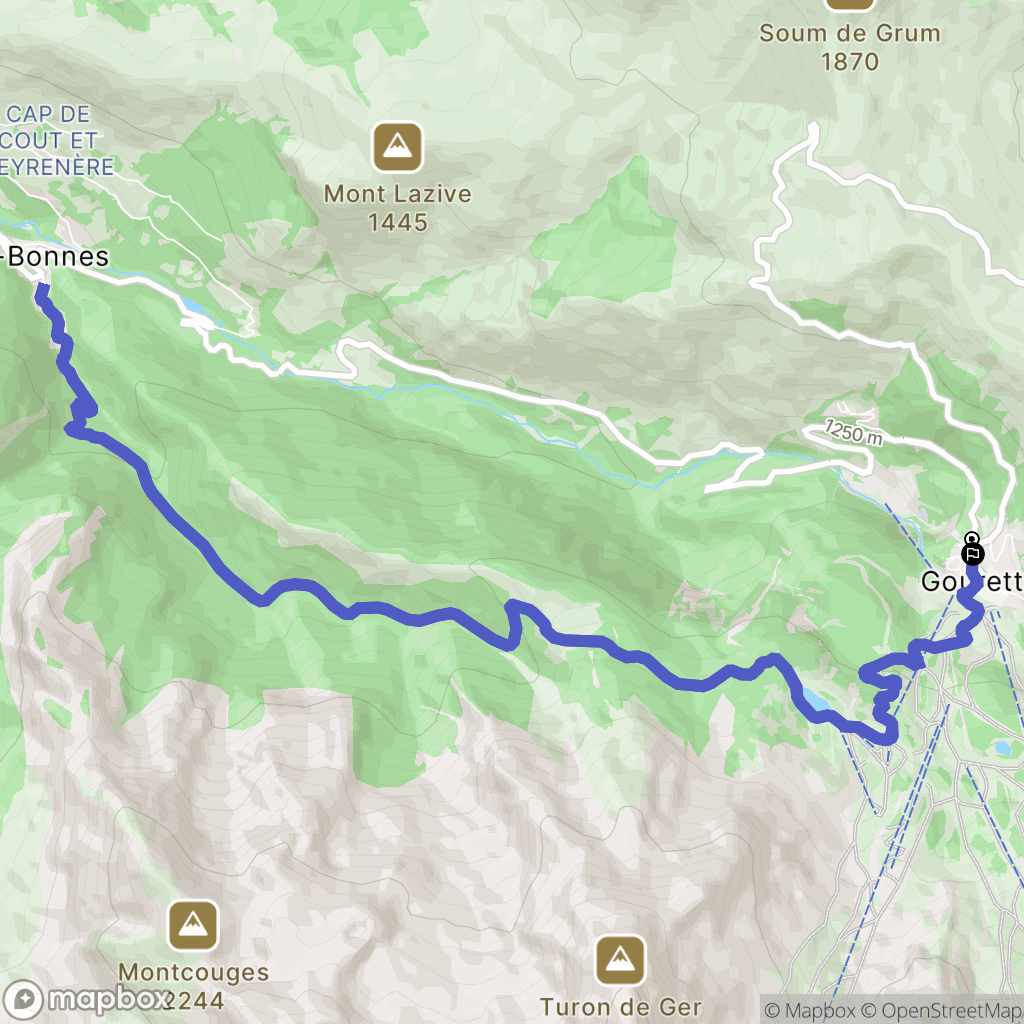Eaux-Bonnes : carte du parcours de randonnée - France