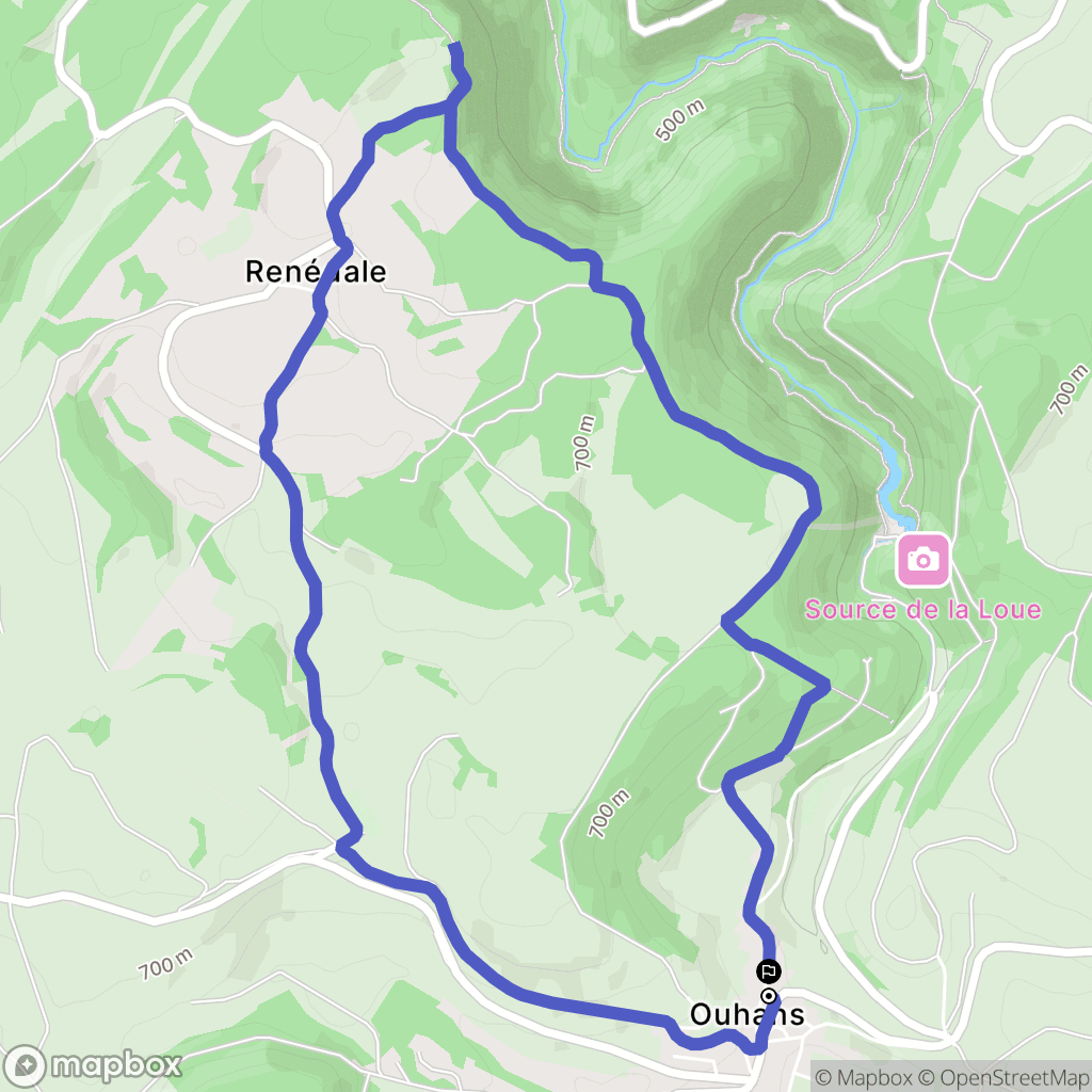 Ouhans : carte du parcours de randonnée - France