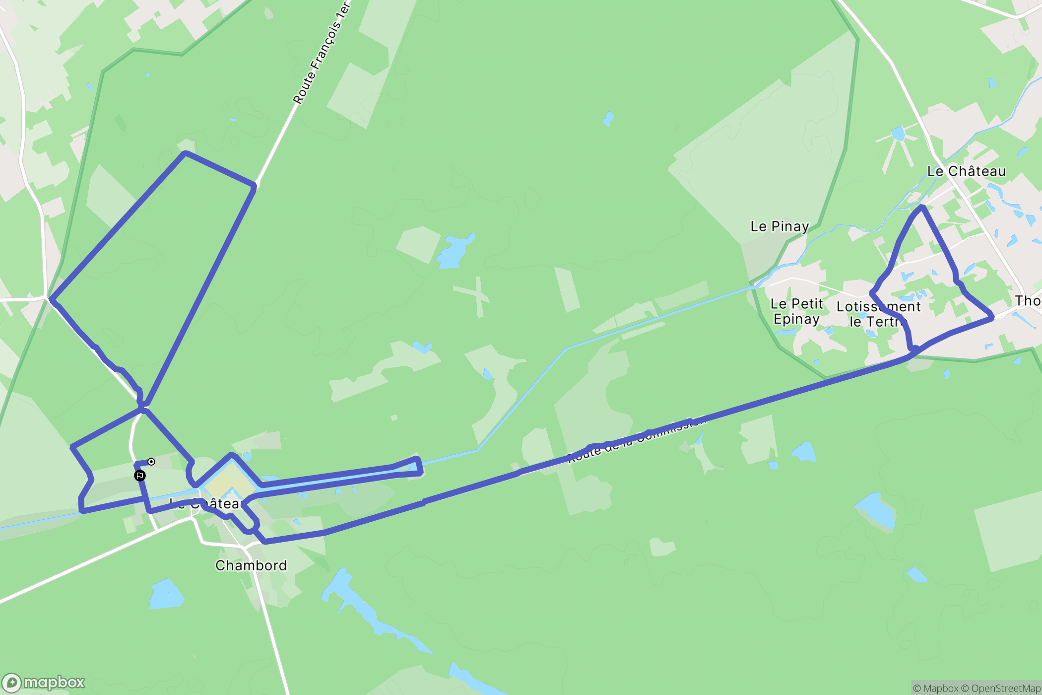 Chambord : carte du parcours de randonnée - France