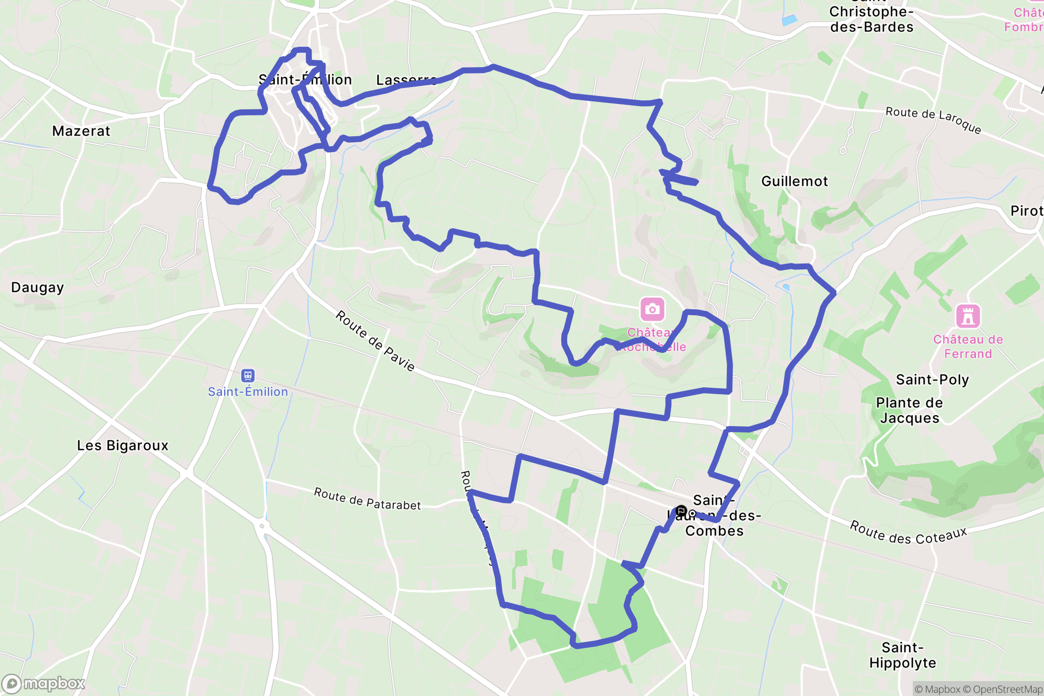 Saint-Laurent-des-Combes : carte du parcours de randonnée - France