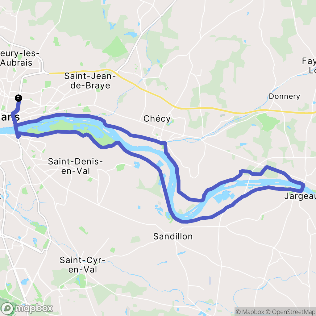 Orléans : carte du parcours de randonnée - France