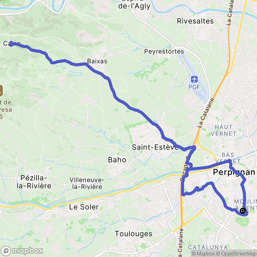 Perpignan : carte du parcours de randonnée - France