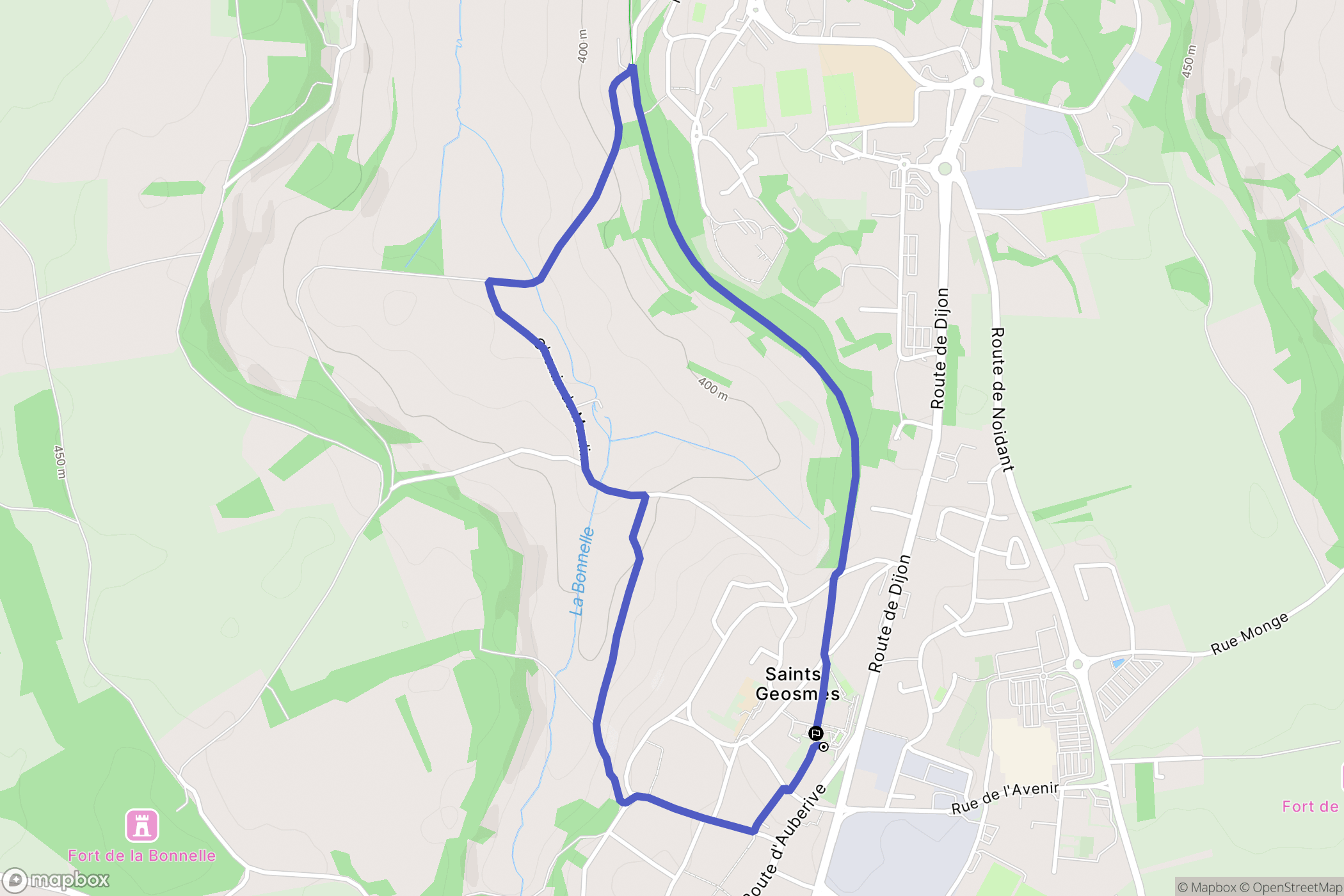 Saints-Geosmes : carte du parcours de randonnée - France