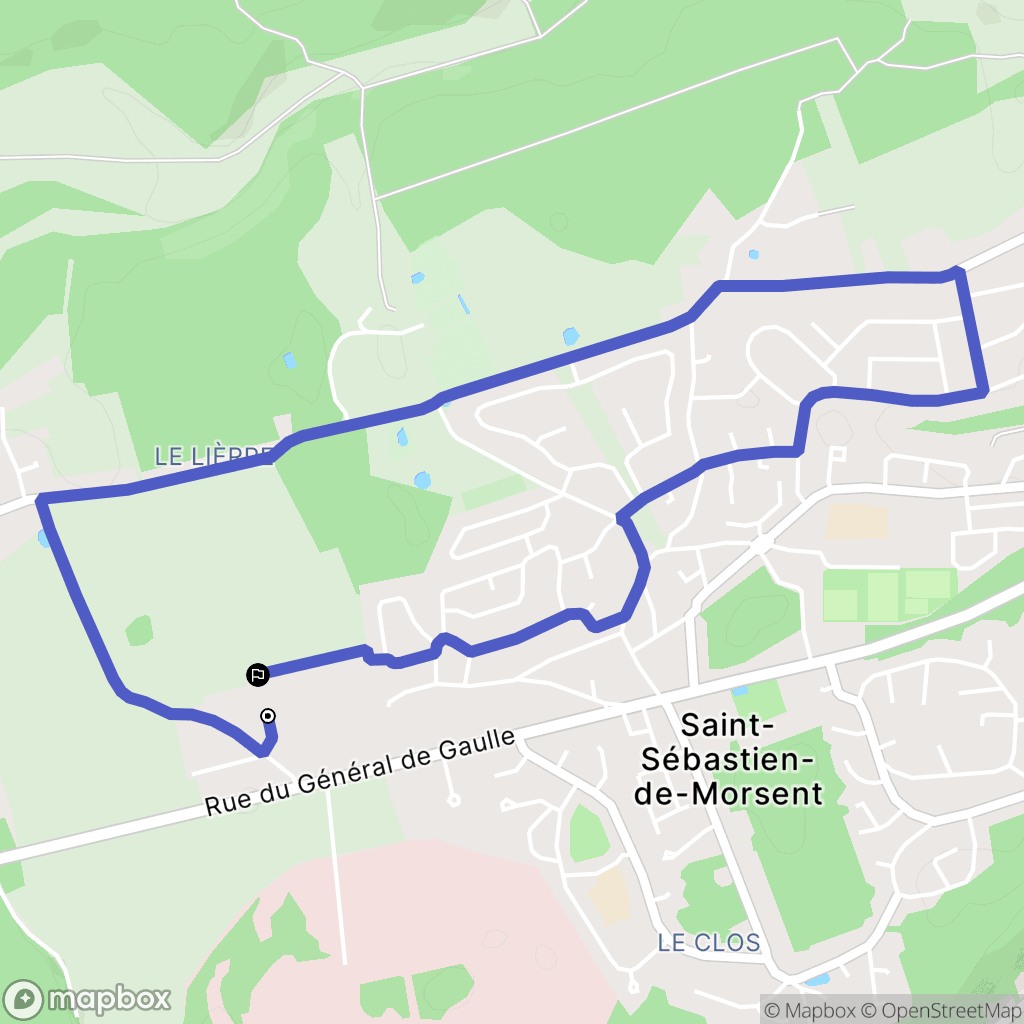 Saint-Sébastien-de-Morsent : carte du parcours de randonnée - France
