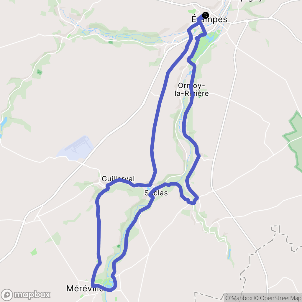 Étampes : carte du parcours de randonnée - France