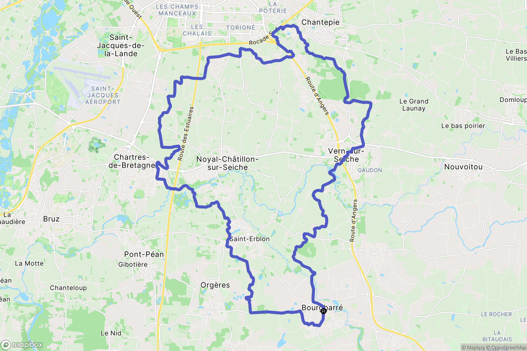 Bourgbarré : carte du parcours de randonnée - France