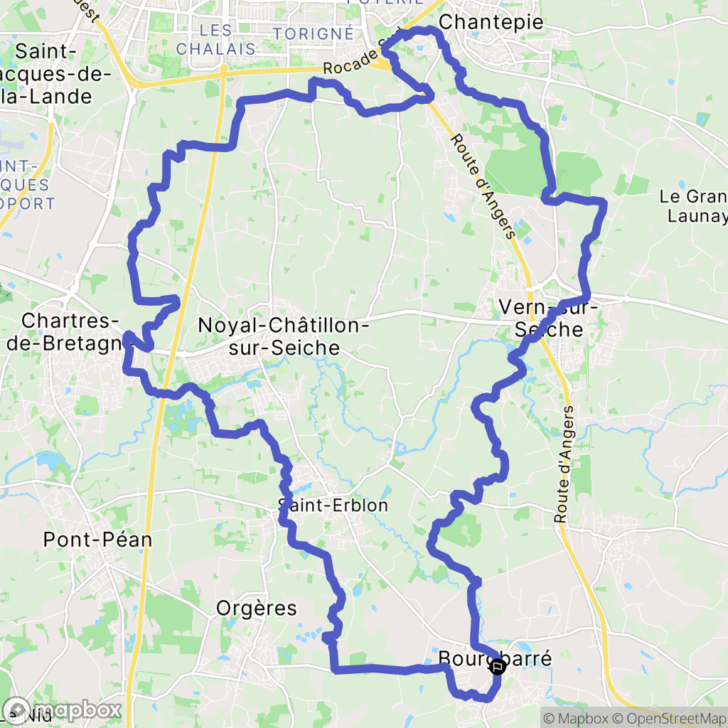 Bourgbarré : carte du parcours de randonnée - France