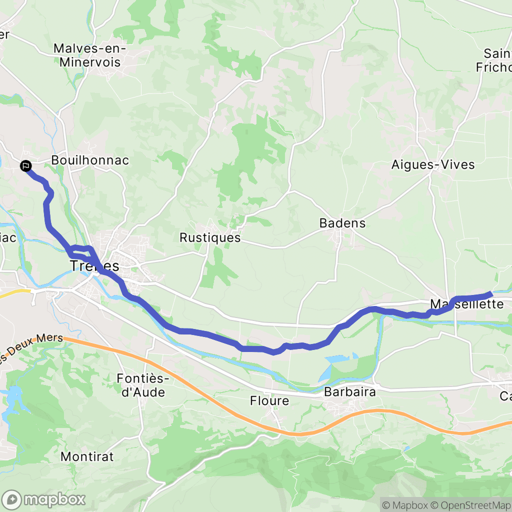 Villedubert : carte du parcours de randonnée - France