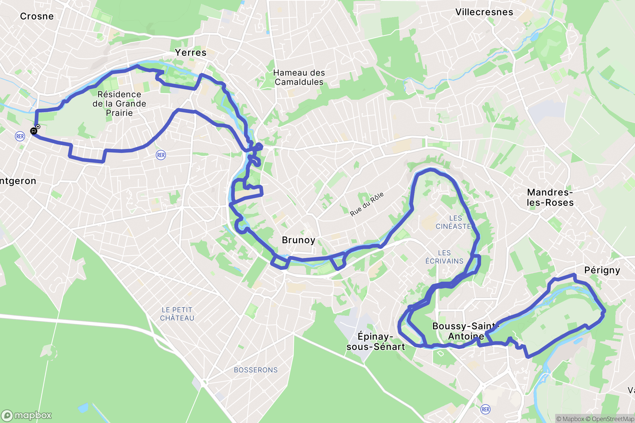 Montgeron : carte du parcours de randonnée - France