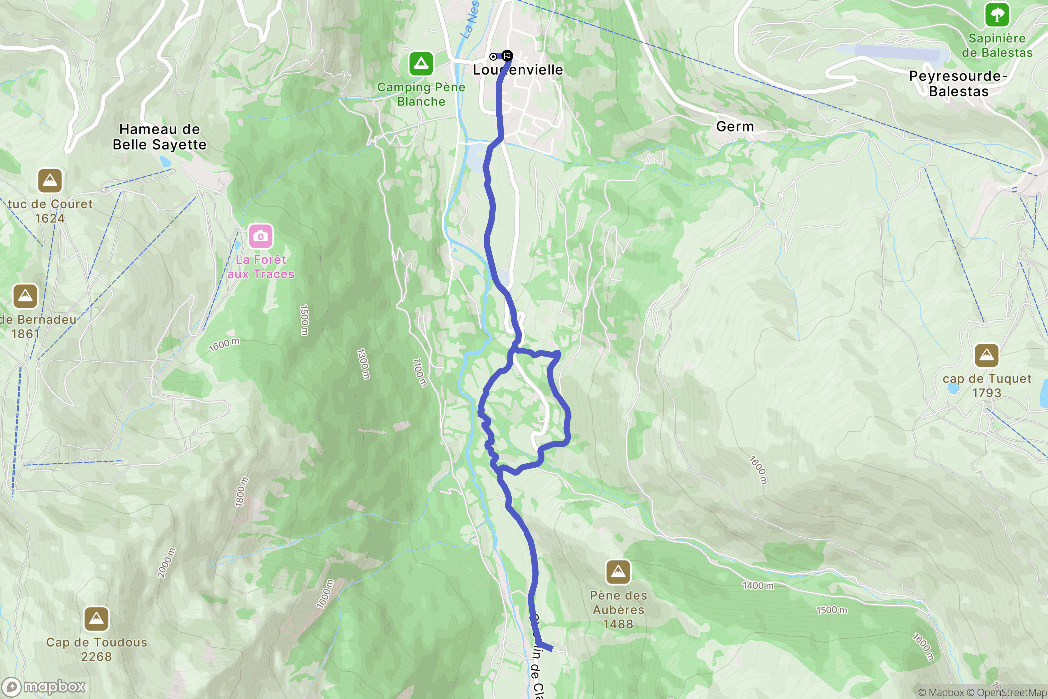 Loudenvielle : carte du parcours de randonnée - France