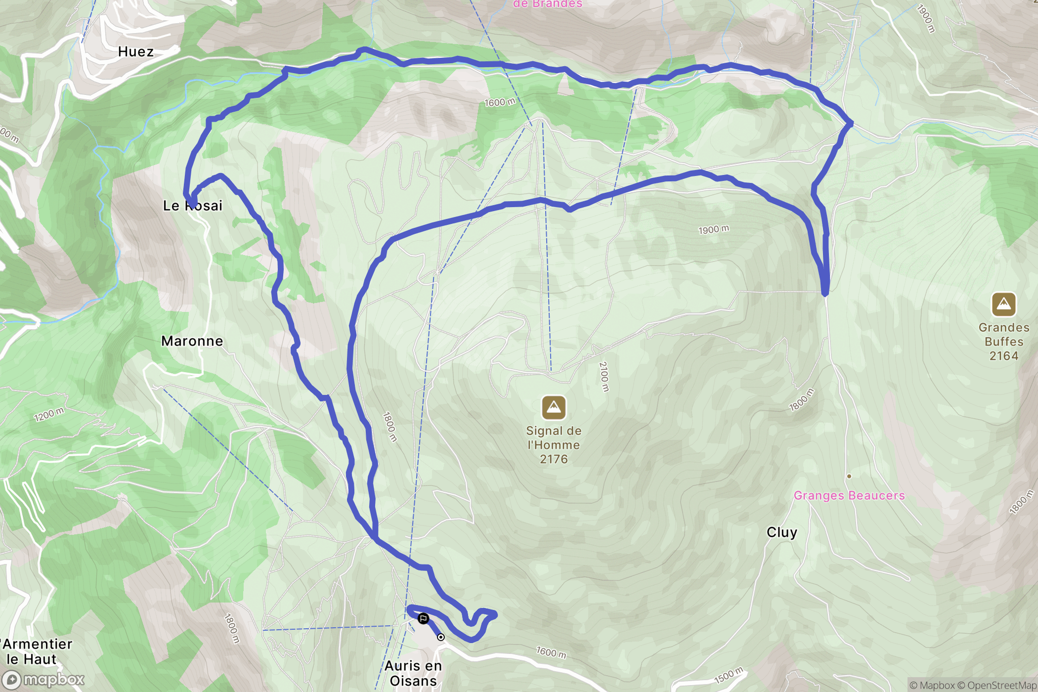 Auris : carte du parcours de randonnée - France