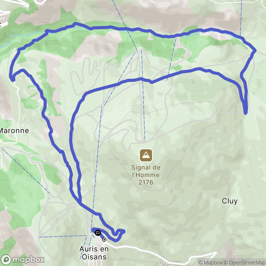 Auris : carte du parcours de randonnée - France