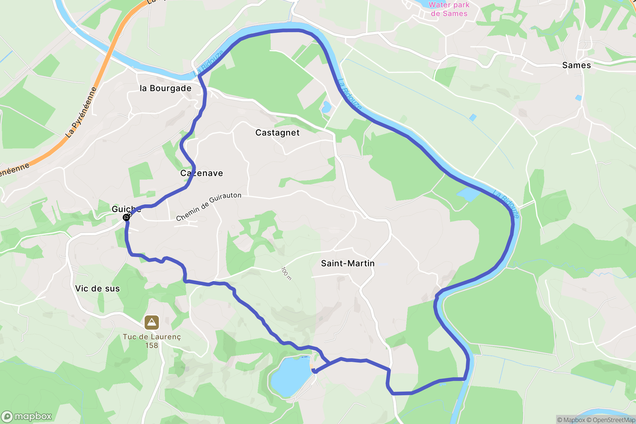 Guiche : carte du parcours de randonnée - France