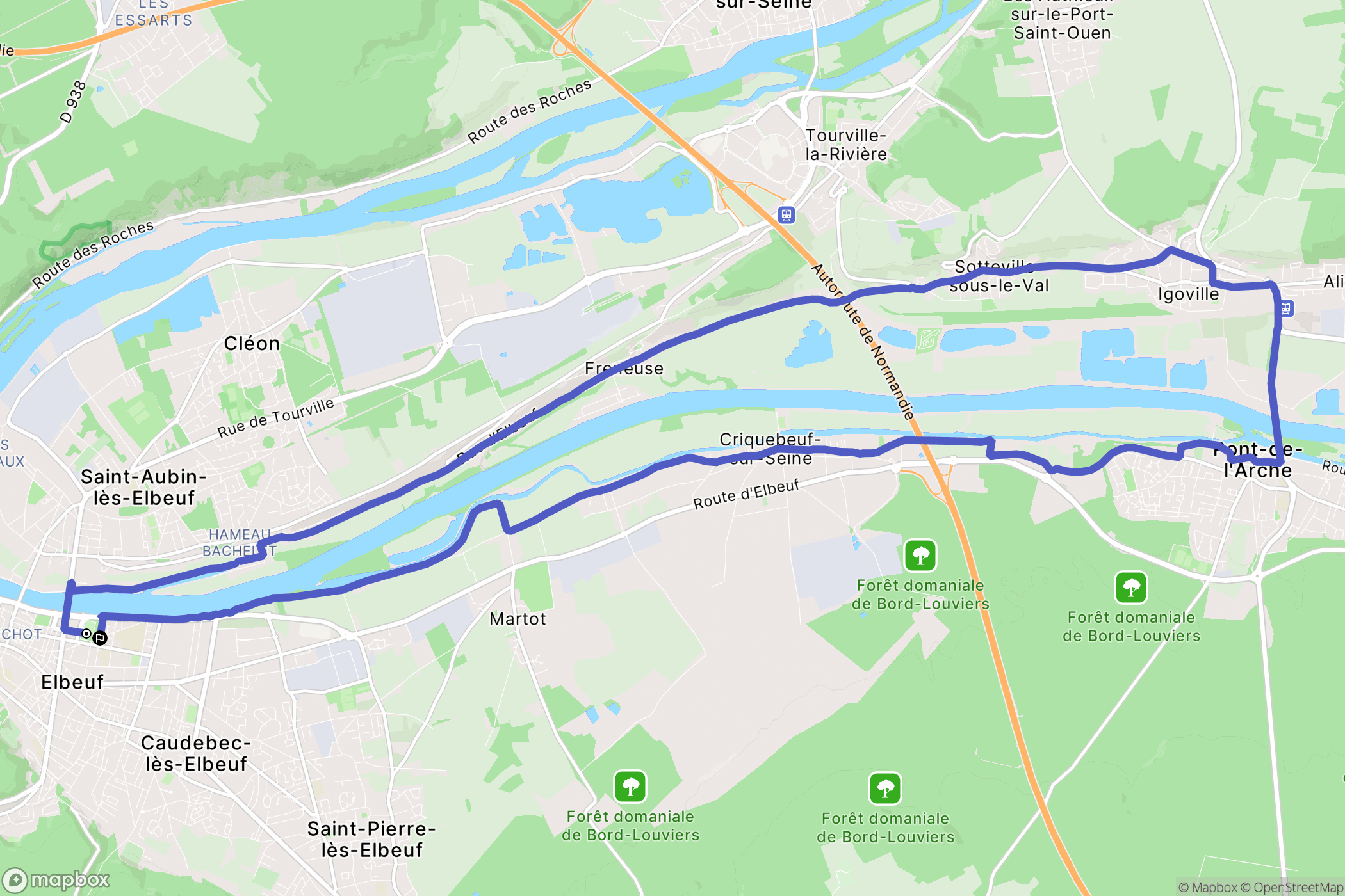 Elbeuf : carte du parcours de randonnée - France