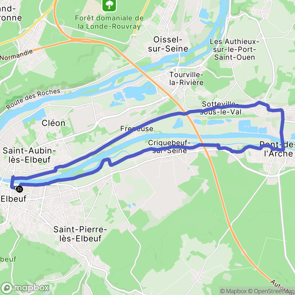 Elbeuf : carte du parcours de randonnée - France