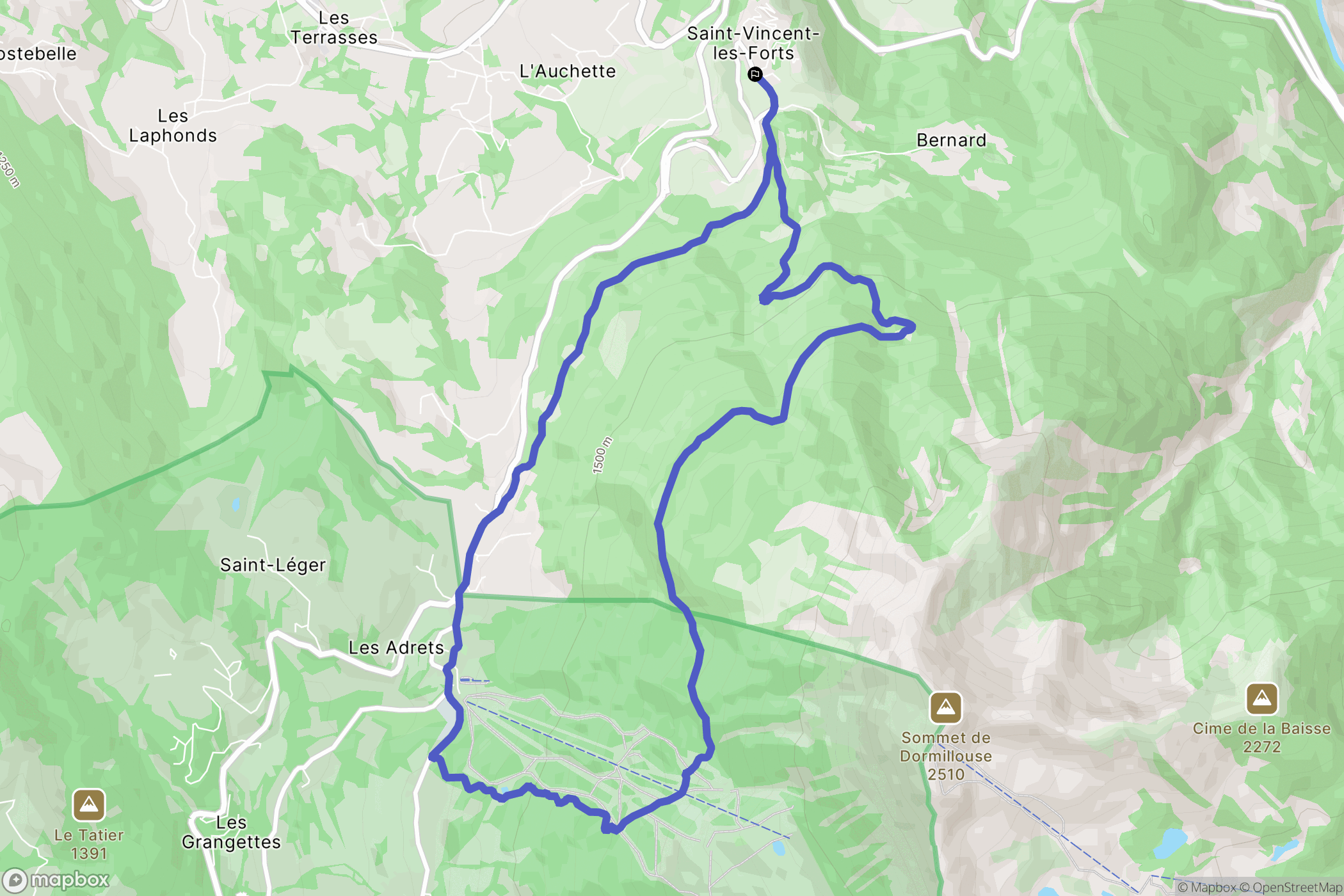 Ubaye-Serre-Ponçon : carte du parcours de randonnée - France
