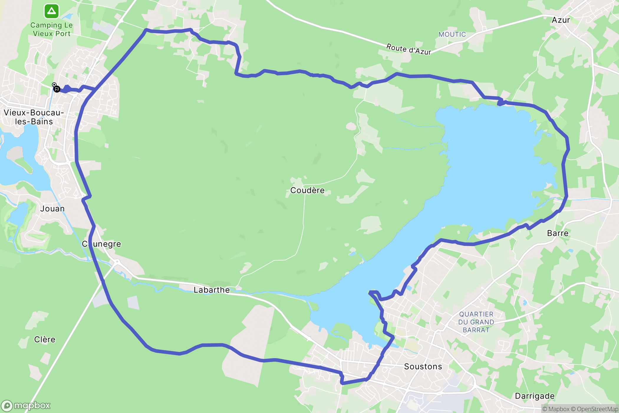 Vieux-Boucau-les-Bains : carte du parcours de randonnée - France