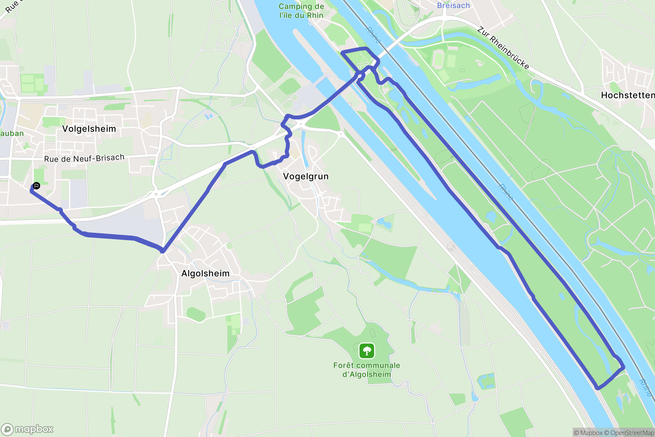 Volgelsheim : carte du parcours de randonnée - France