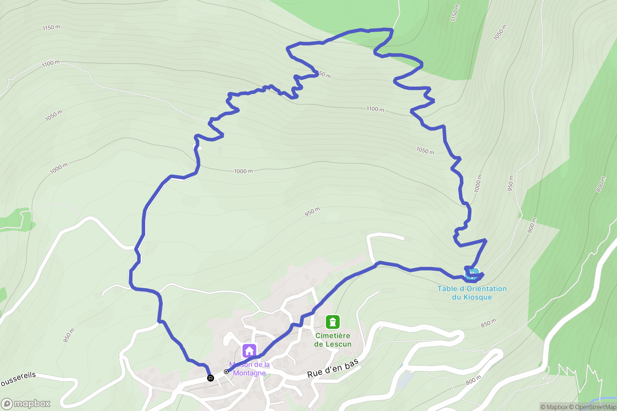 Lescun : carte du parcours de randonnée - France