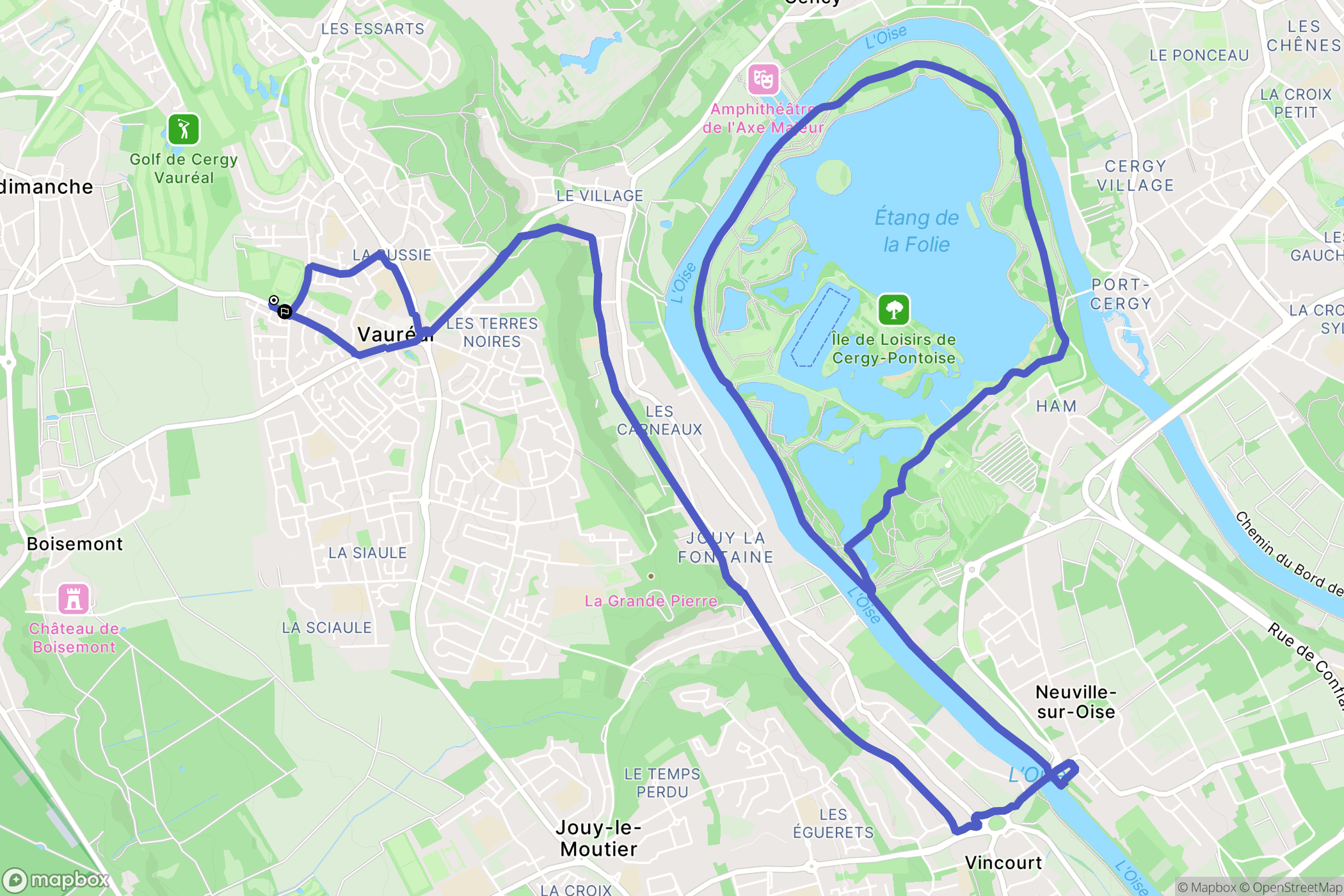 Vauréal : carte du parcours de randonnée - France