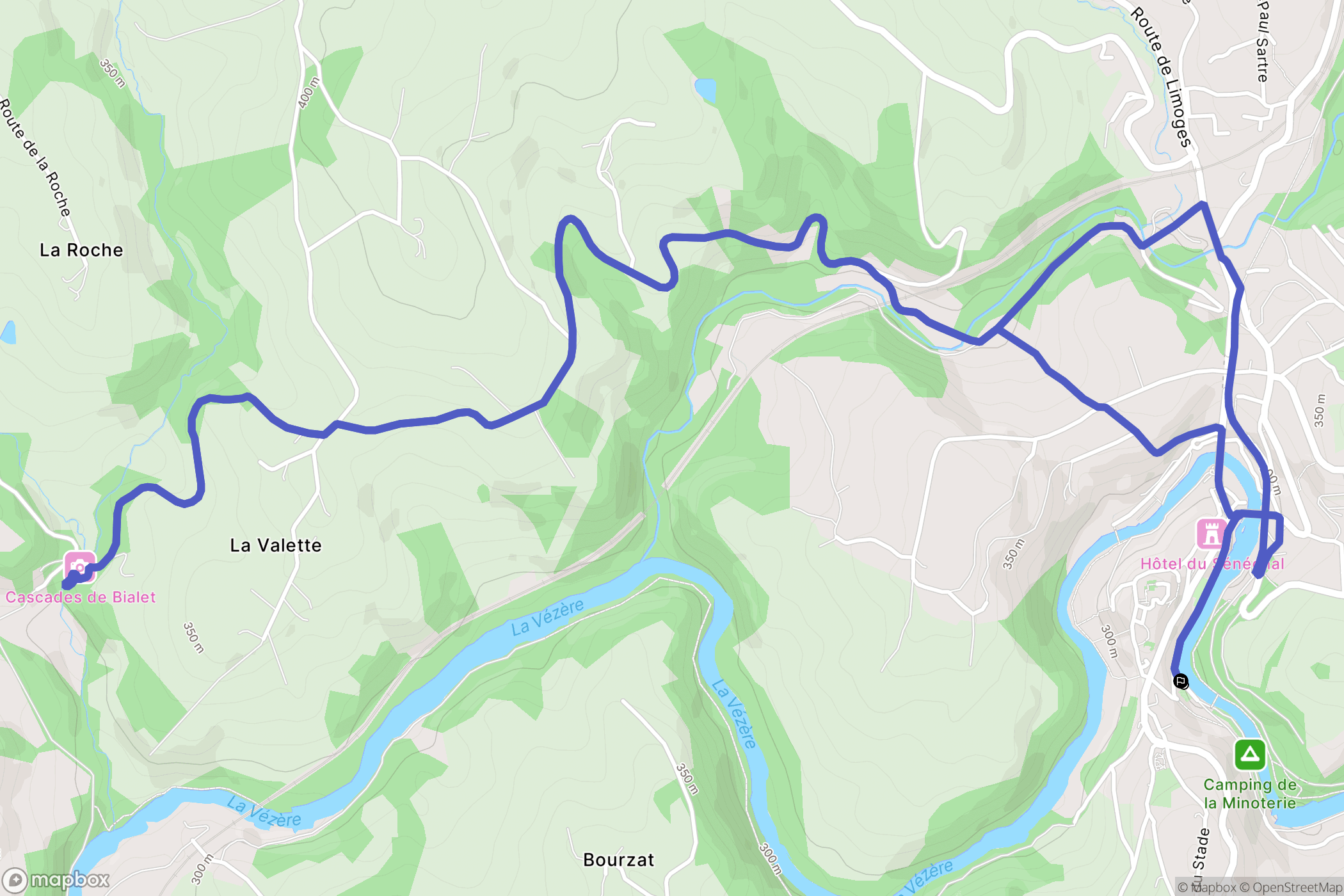 Uzerche : carte du parcours de randonnée - France