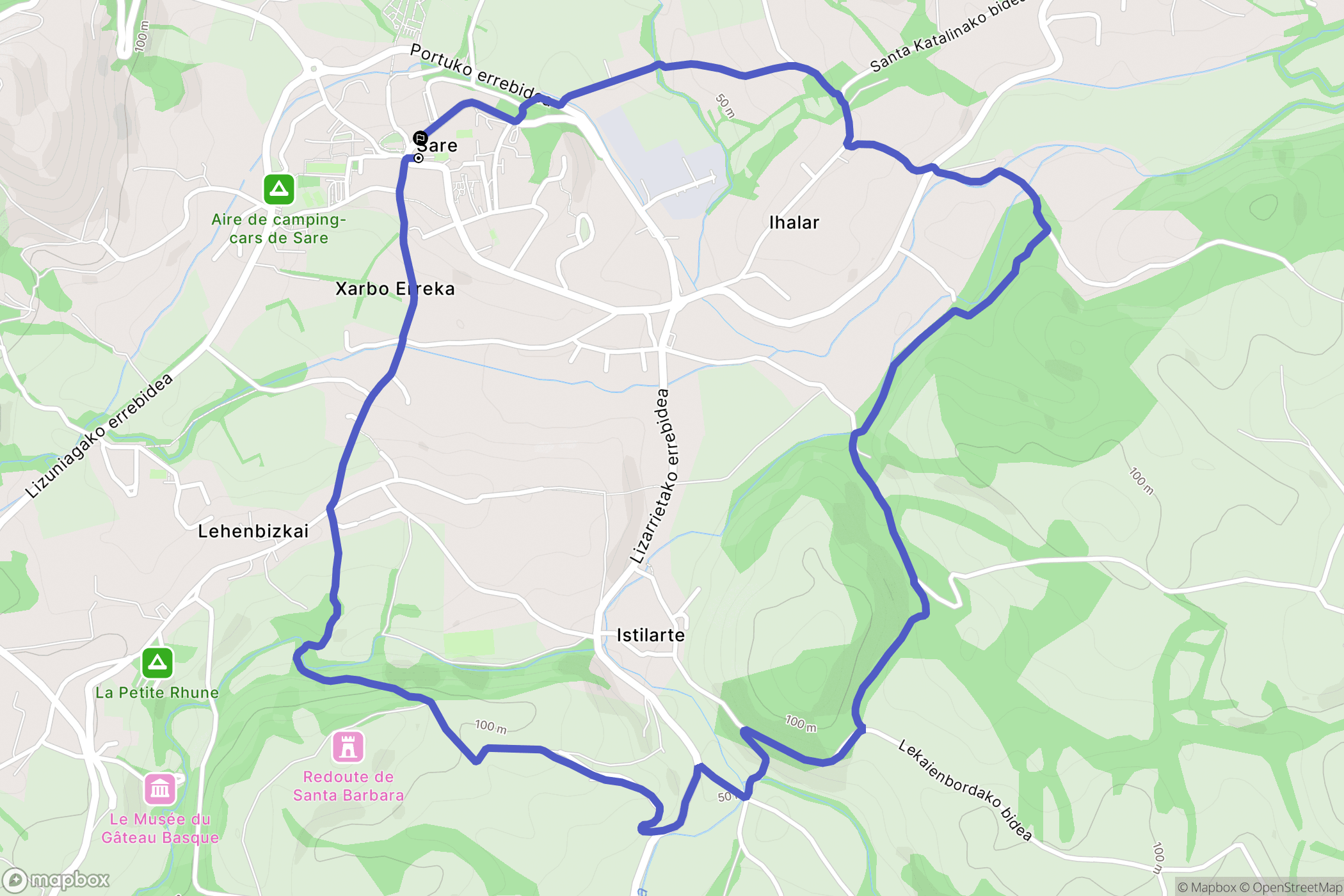 Sare : carte du parcours de randonnée - France