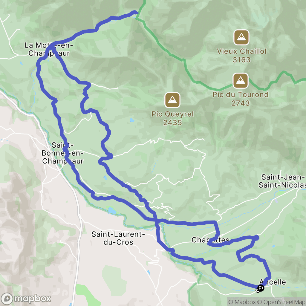 Ancelle : carte du parcours de randonnée - France