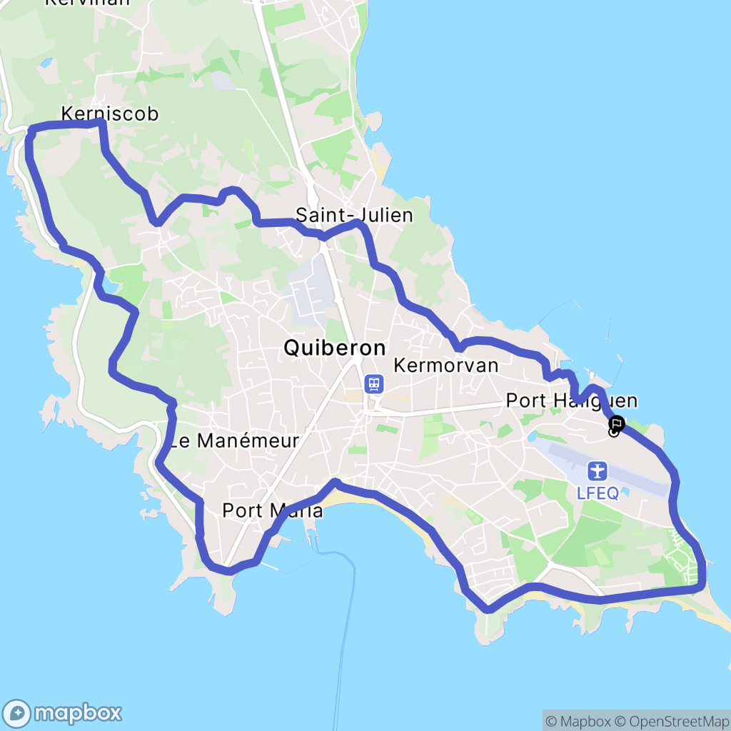 Quiberon : carte du parcours de randonnée - France