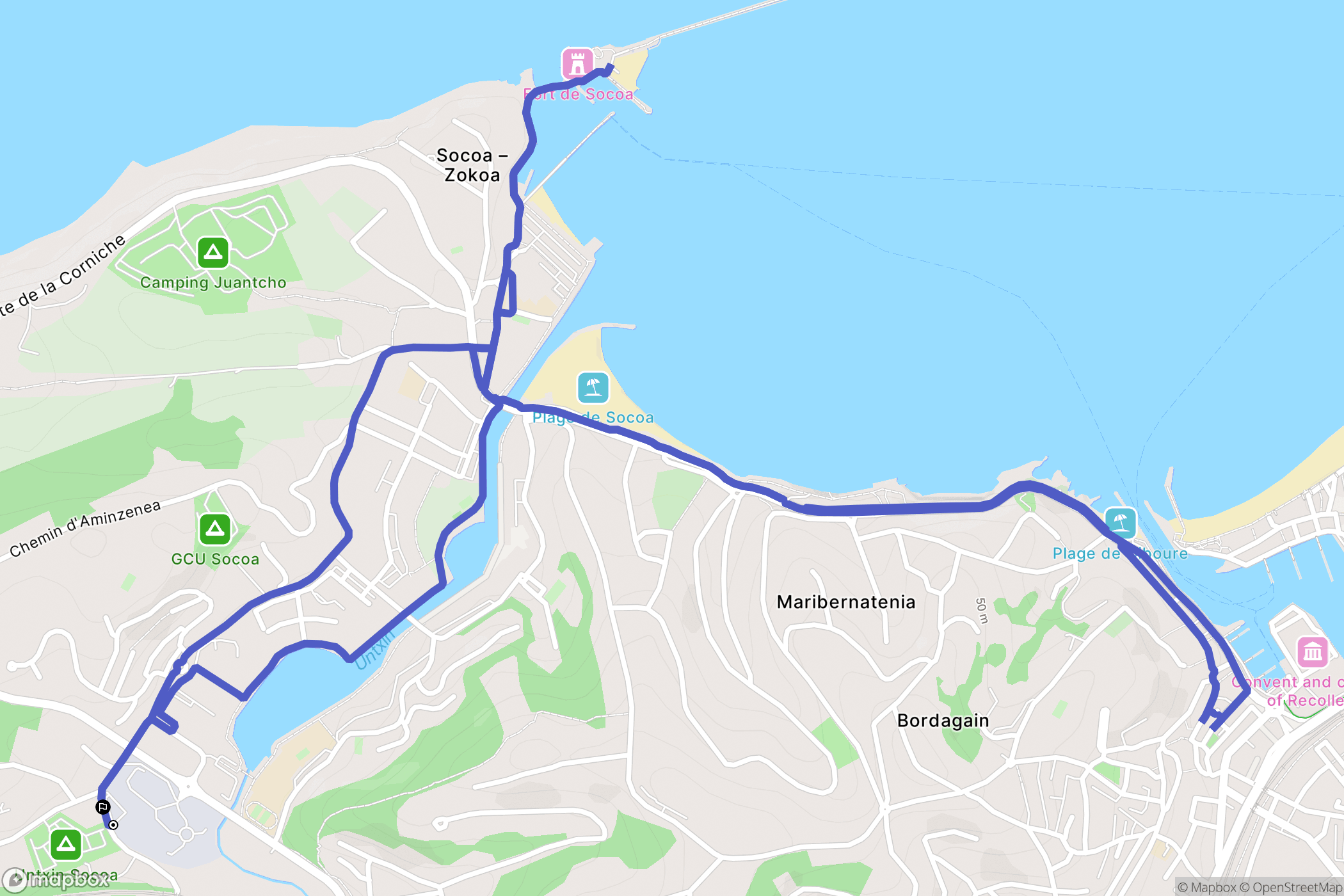 Urrugne : carte du parcours de randonnée - France