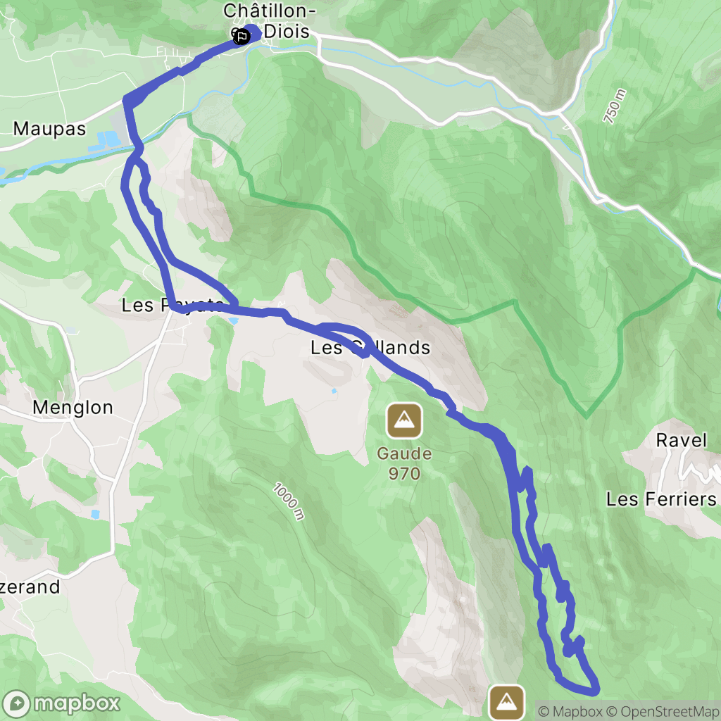 Châtillon-en-Diois : carte du parcours de randonnée - France