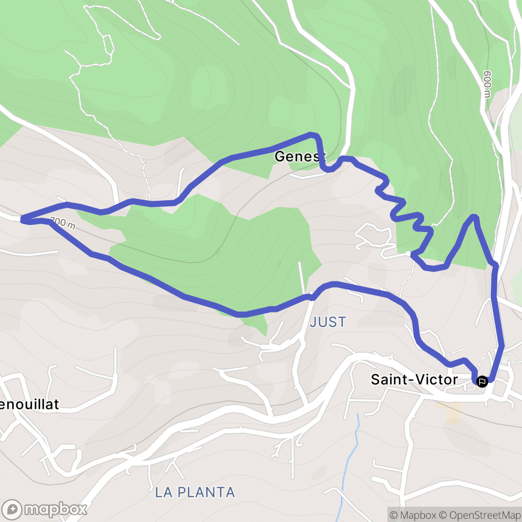 Saint-Victor : carte du parcours de randonnée - France