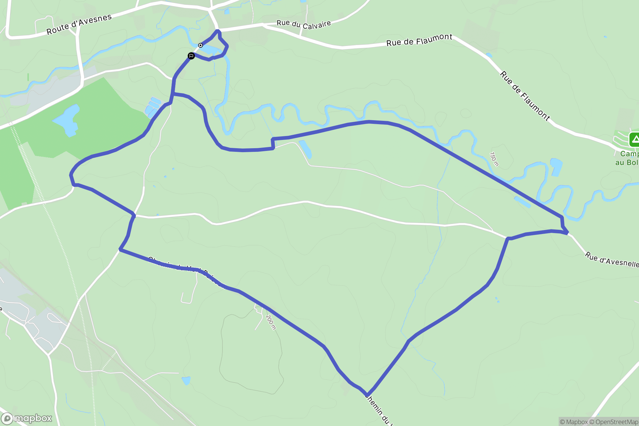 Flaumont-Waudrechies : carte du parcours de randonnée - France