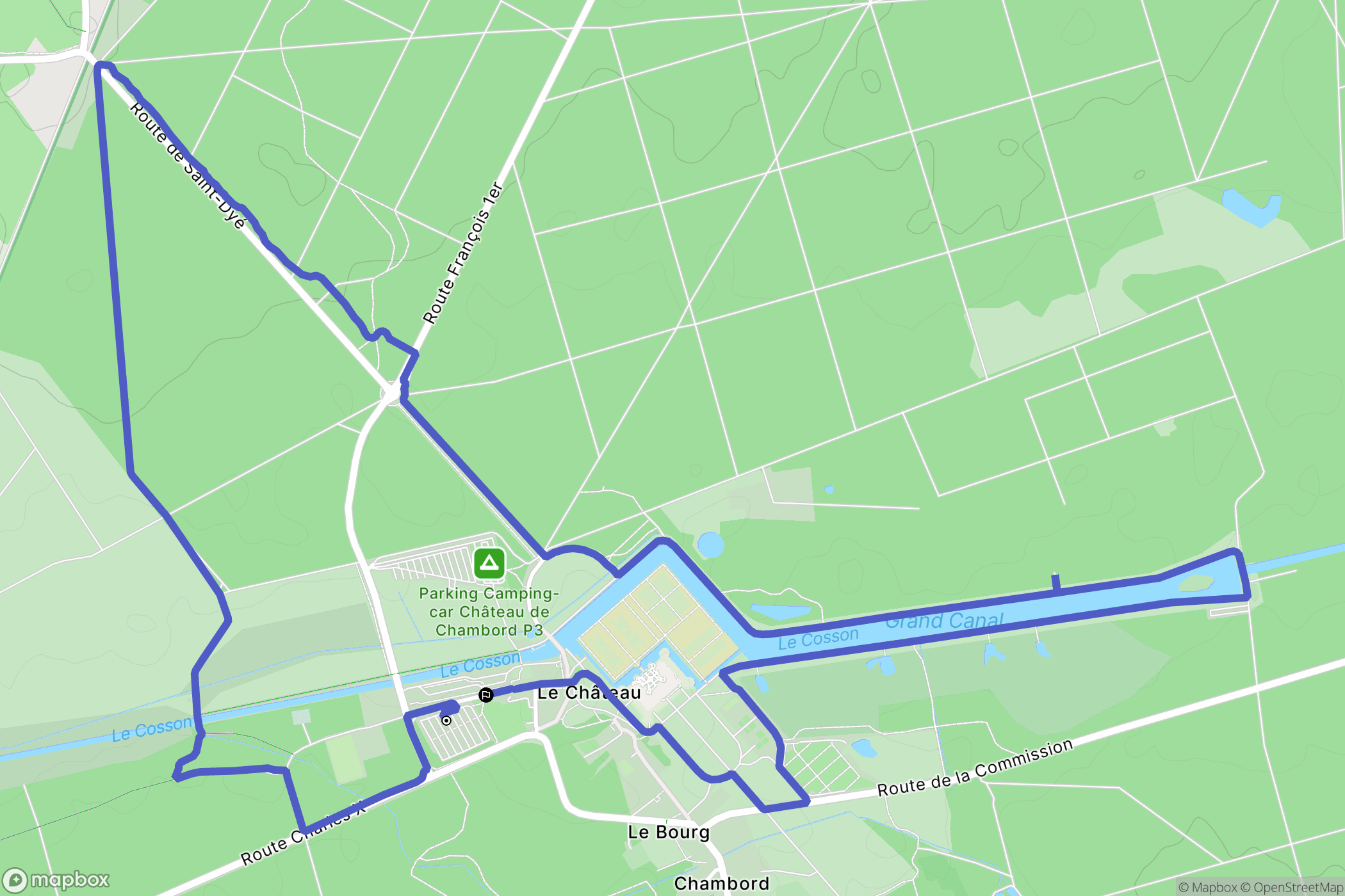 Chambord : carte du parcours de randonnée - France